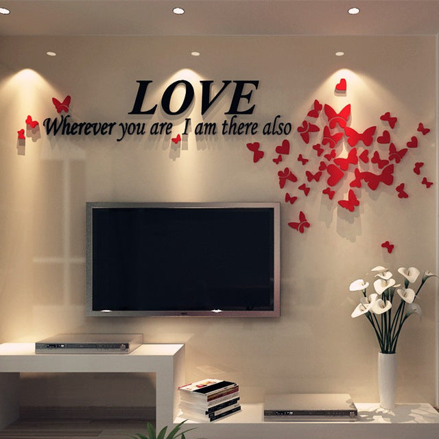3D ACRYLIC WALL DESIGN | LOVE ART 3D |3D BUTTERFLY ART FOR LED WALL