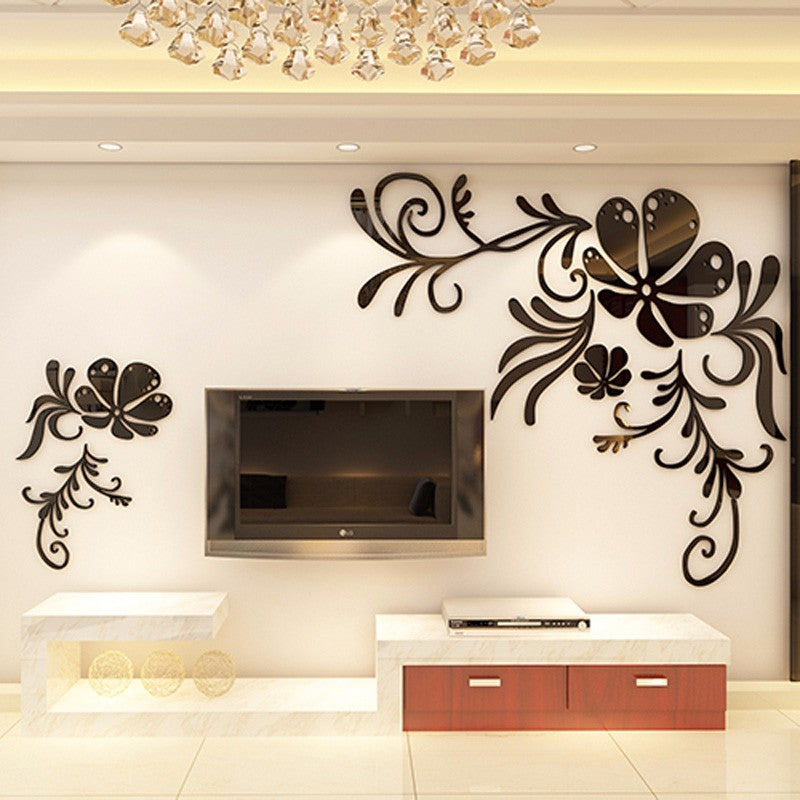 3D BLACK FLORAL LED DECOR | 3D WALL FLORAL DECOR | BLACK ACRYLIC LED FLORAL