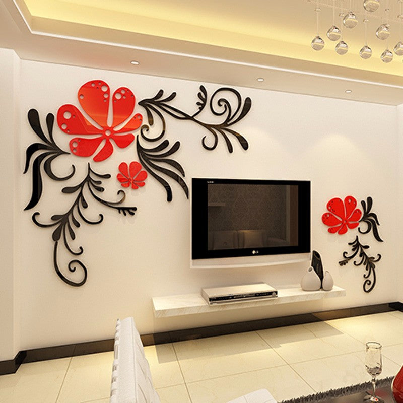 ACRYLIC FLORAL WALL ART | 3D ACRYLIC WALL ART| 3D ACRYLIC 0WALL FLORAL | BLACK & RED FLORAL DESIGN 2025