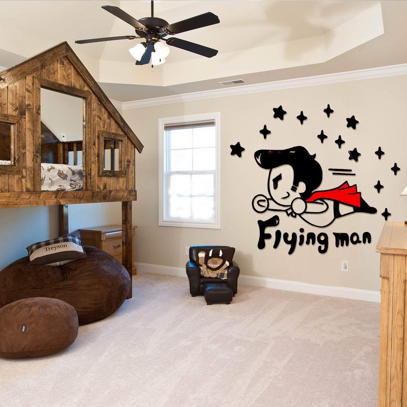 BOYS ROOM SUPER MAN ACRYLIC ART | 3D BABY ROOMS WALL ART | FLYING MAN ACRYLIC MADE | 3D ACRYLIIC MADE BABY ROOM DESIGN