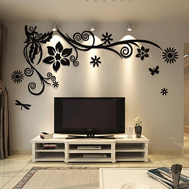 3D ACRYLIC WALL LED ART | 3D ACRYLIC WALL ART | LED WALL FLORAL | BLACK LED FLORAL DECOR