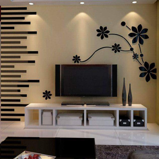 3d Acrylic wall decor | 3d wall strips with floral |3d wall design