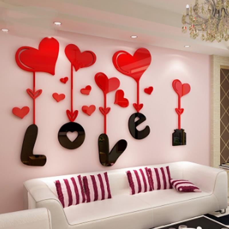 3d Acrylic Wall art | LOVE ART WITH HEARTS
