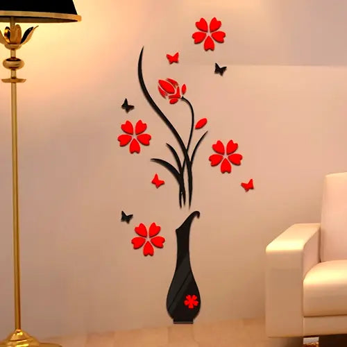 3D ACRYLIC WALL FLORAL | 3D WALL GULDAN POT FLORAL