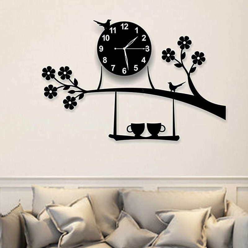 3D acrylic Wall clock with couple cups