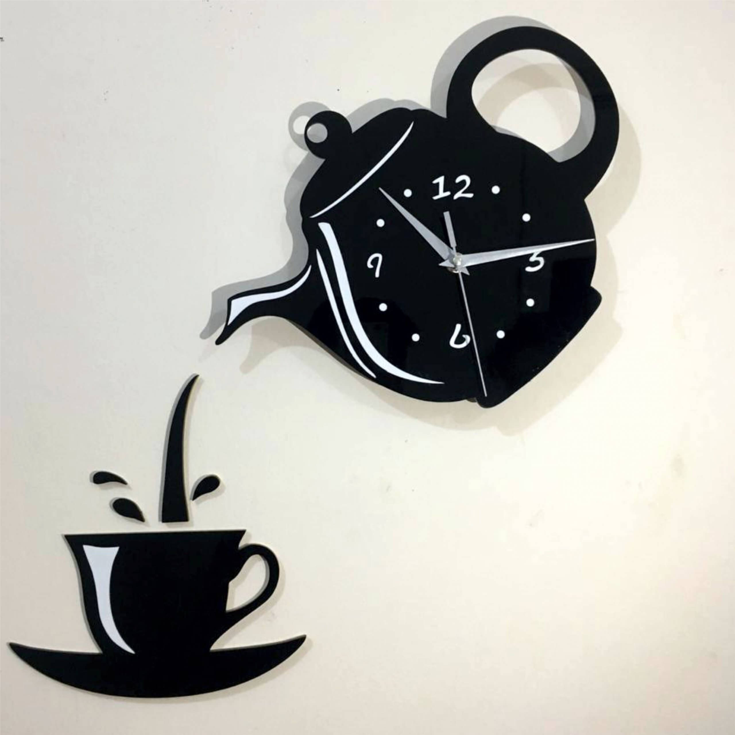 3D Tea Pot Wall Clock | 3D Acrylic Wall Clock